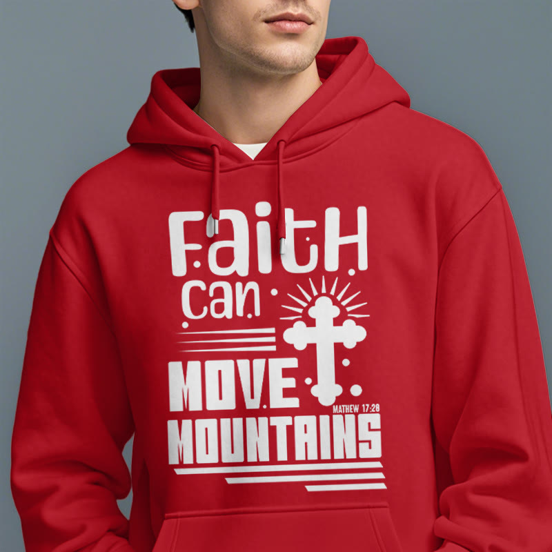 Modern Style Faith Can Move Mountains Fleece Lined Polyester Hoodie