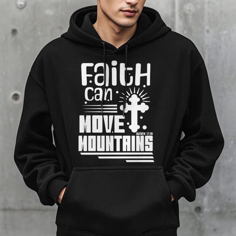 Modern Style Faith Can Move Mountains Fleece Lined Polyester Hoodie