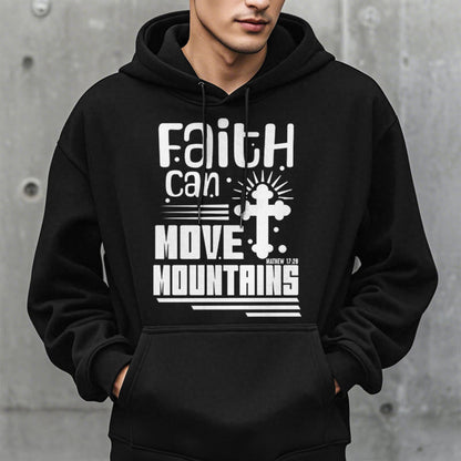Modern Style Faith Can Move Mountains Fleece Lined Polyester Hoodie