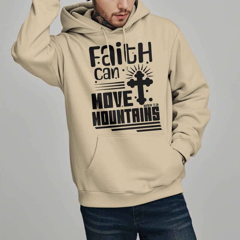 Modern Style Faith Can Move Mountains Fleece Lined Polyester Hoodie