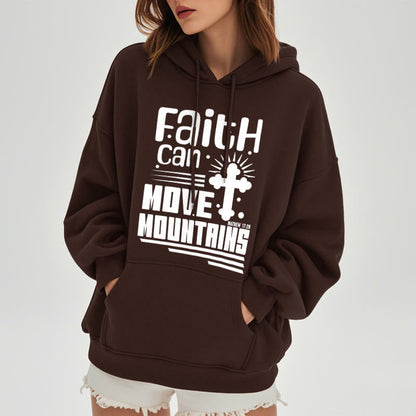 Modern Style Faith Can Move Mountains Fleece Lined Polyester Hoodie