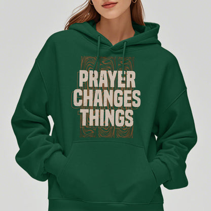 Modern Style Prayer Changes Things Fleece Lined Polyester Hoodie