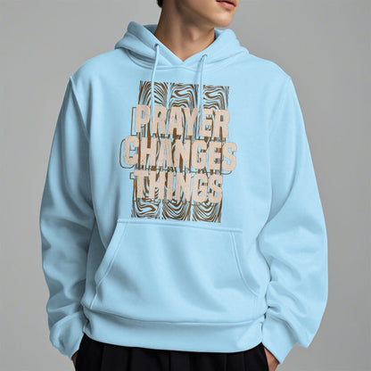 Modern Style Prayer Changes Things Fleece Lined Polyester Hoodie