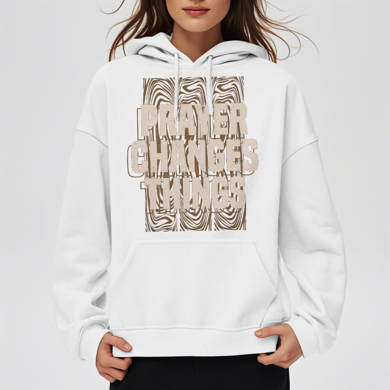 Modern Style Prayer Changes Things Fleece Lined Polyester Hoodie