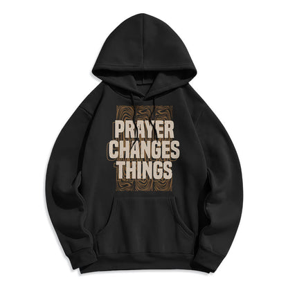 Modern Style Prayer Changes Things Fleece Lined Polyester Hoodie