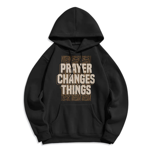Modern Style Prayer Changes Things Fleece Lined Polyester Hoodie