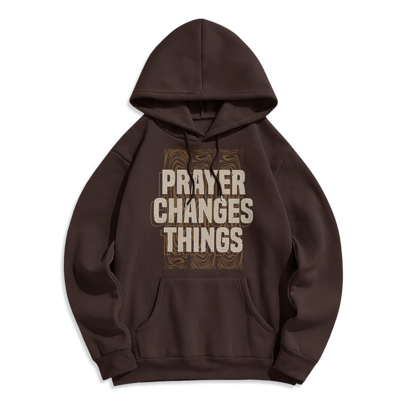 Modern Style Prayer Changes Things Fleece Lined Polyester Hoodie