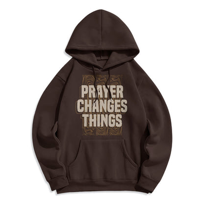 Modern Style Prayer Changes Things Fleece Lined Polyester Hoodie
