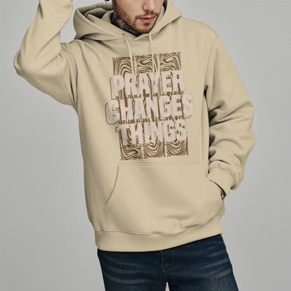 Modern Style Prayer Changes Things Fleece Lined Polyester Hoodie