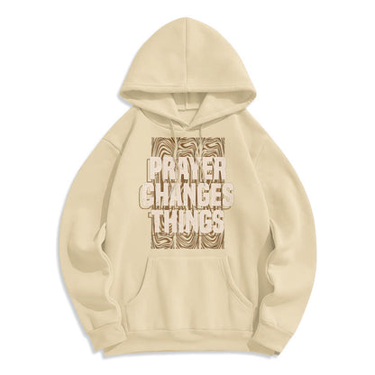 Modern Style Prayer Changes Things Fleece Lined Polyester Hoodie