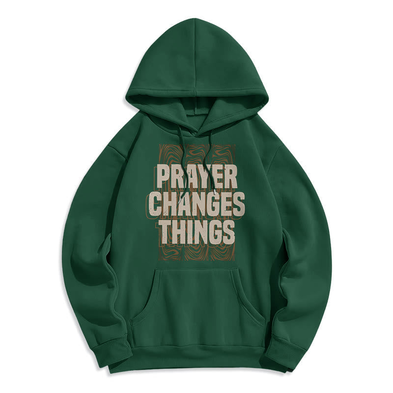 Modern Style Prayer Changes Things Fleece Lined Polyester Hoodie