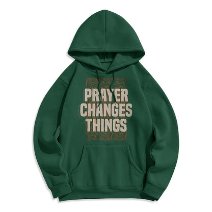 Modern Style Prayer Changes Things Fleece Lined Polyester Hoodie