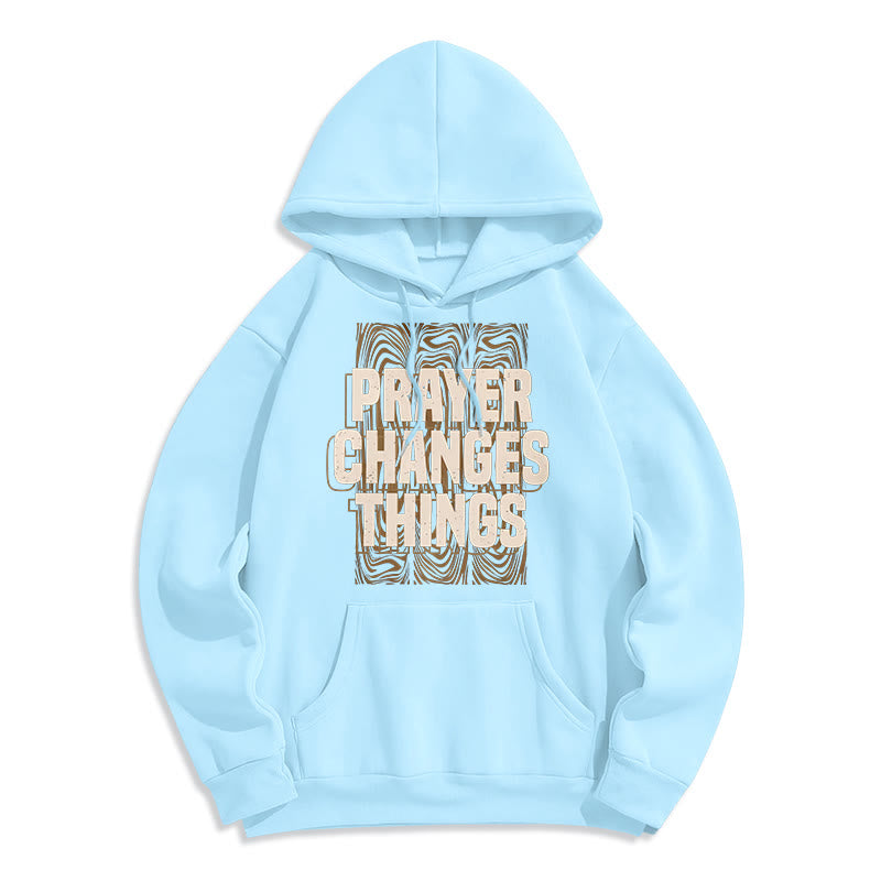 Modern Style Prayer Changes Things Fleece Lined Polyester Hoodie