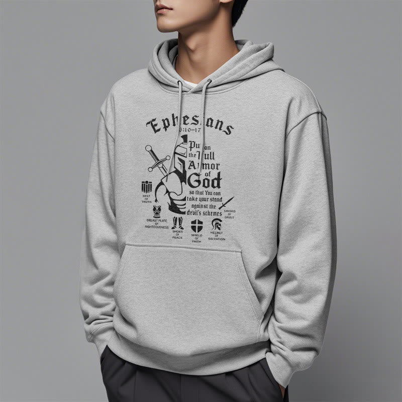Quotation Style Full Armor of God Fleece Lined Polyester Hoodie
