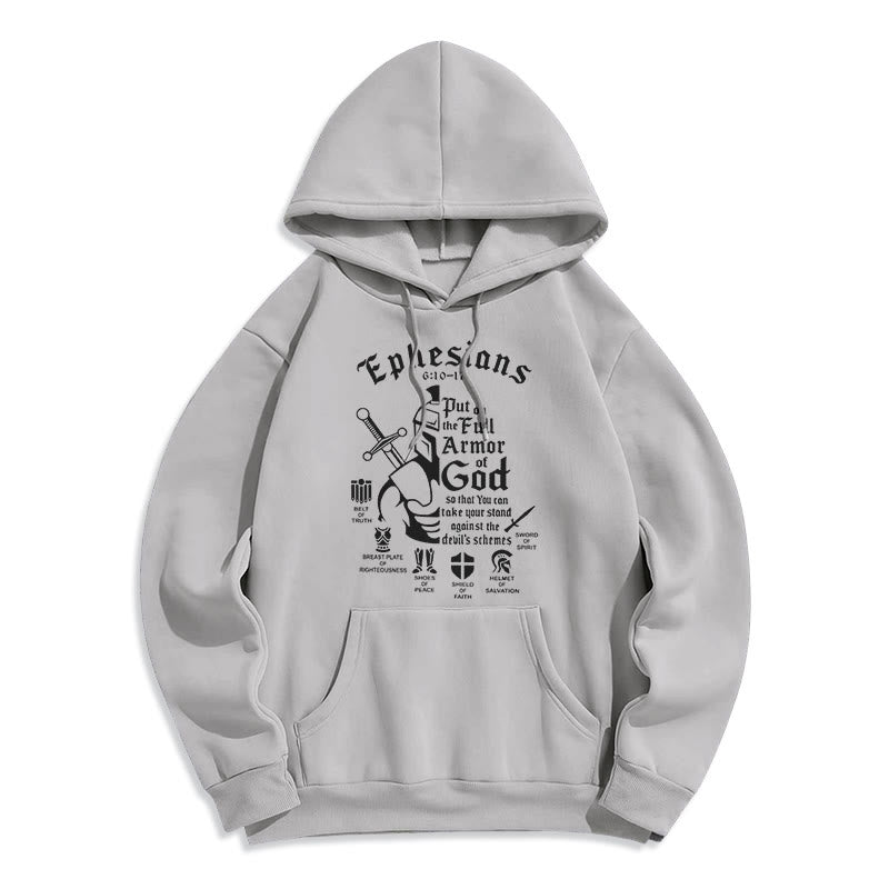 Quotation Style Full Armor of God Fleece Lined Polyester Hoodie