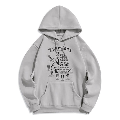 Quotation Style Full Armor of God Fleece Lined Polyester Hoodie