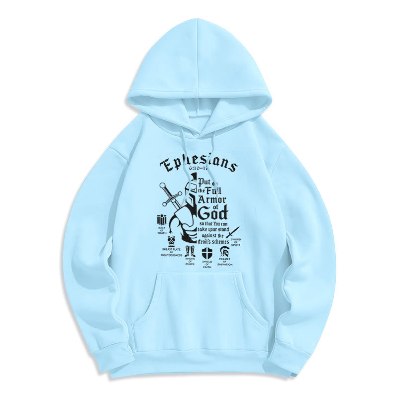Quotation Style Full Armor of God Fleece Lined Polyester Hoodie