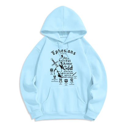 Quotation Style Full Armor of God Fleece Lined Polyester Hoodie