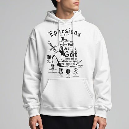 Quotation Style Full Armor of God Fleece Lined Polyester Hoodie