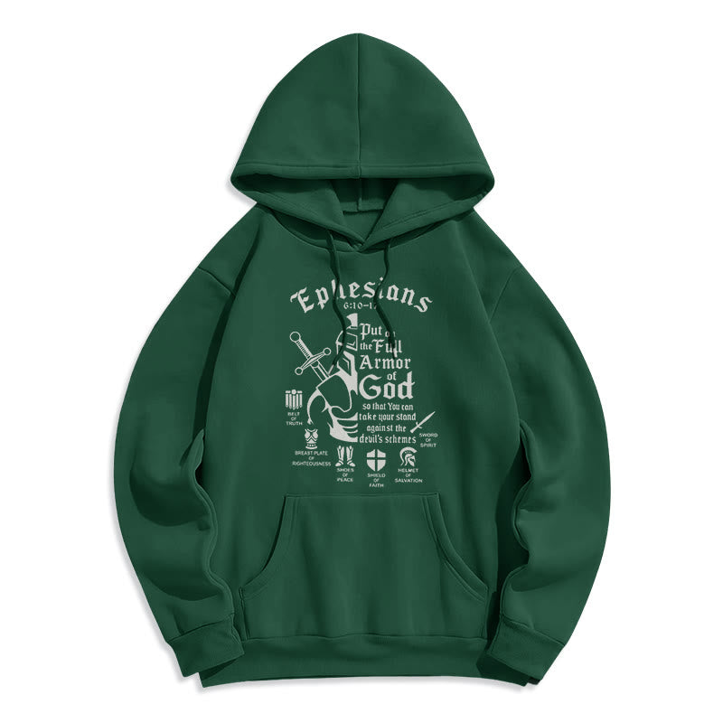 Quotation Style Full Armor of God Fleece Lined Polyester Hoodie