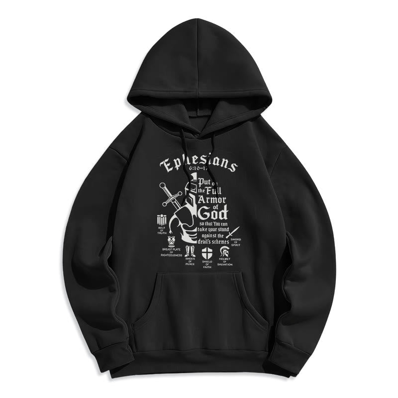 Quotation Style Full Armor of God Fleece Lined Polyester Hoodie