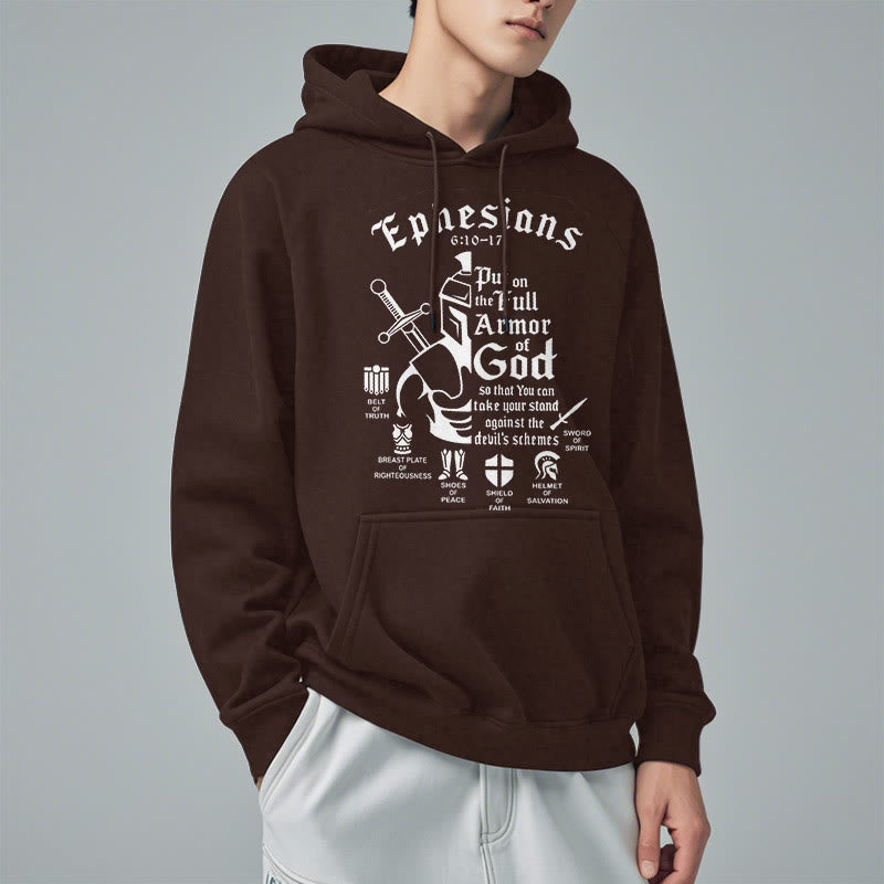 Quotation Style Full Armor of God Fleece Lined Polyester Hoodie