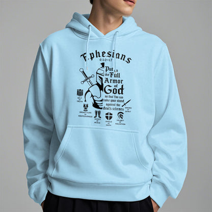 Quotation Style Full Armor of God Fleece Lined Polyester Hoodie