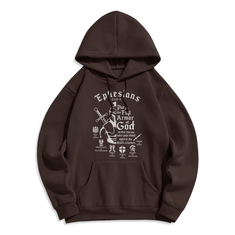 Quotation Style Full Armor of God Fleece Lined Polyester Hoodie