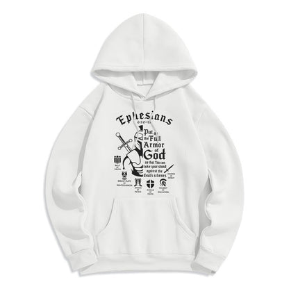 Quotation Style Full Armor of God Fleece Lined Polyester Hoodie