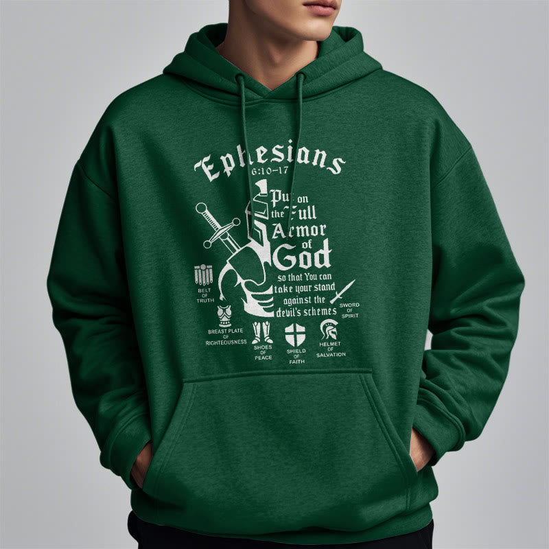 Quotation Style Full Armor of God Fleece Lined Polyester Hoodie