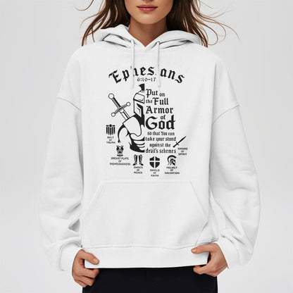 Quotation Style Full Armor of God Fleece Lined Polyester Hoodie