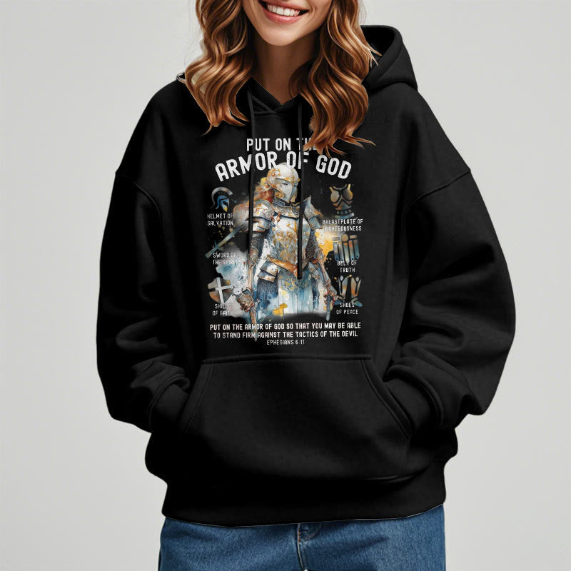 Colored Style Put On The Armor of God Fleece Lined Polyester Hoodie