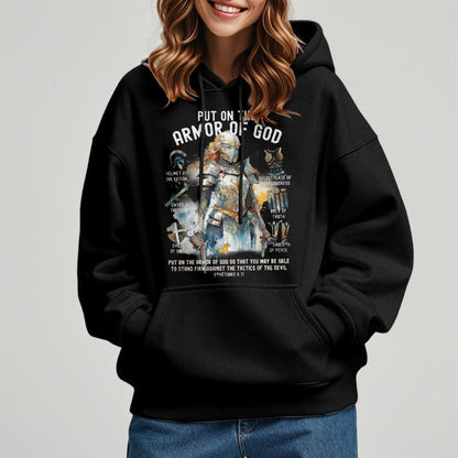 Colored Style Put On The Armor of God Fleece Lined Polyester Hoodie
