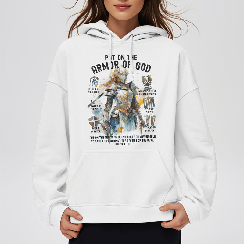 Colored Style Put On The Armor of God Fleece Lined Polyester Hoodie
