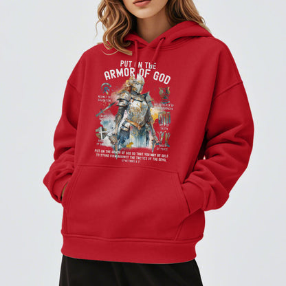 Colored Style Put On The Armor of God Fleece Lined Polyester Hoodie