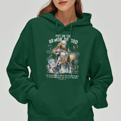Colored Style Put On The Armor of God Fleece Lined Polyester Hoodie