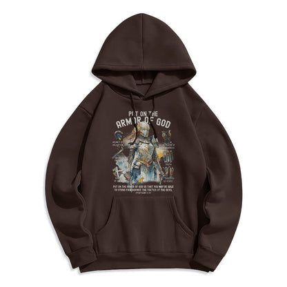Colored Style Put On The Armor of God Fleece Lined Polyester Hoodie