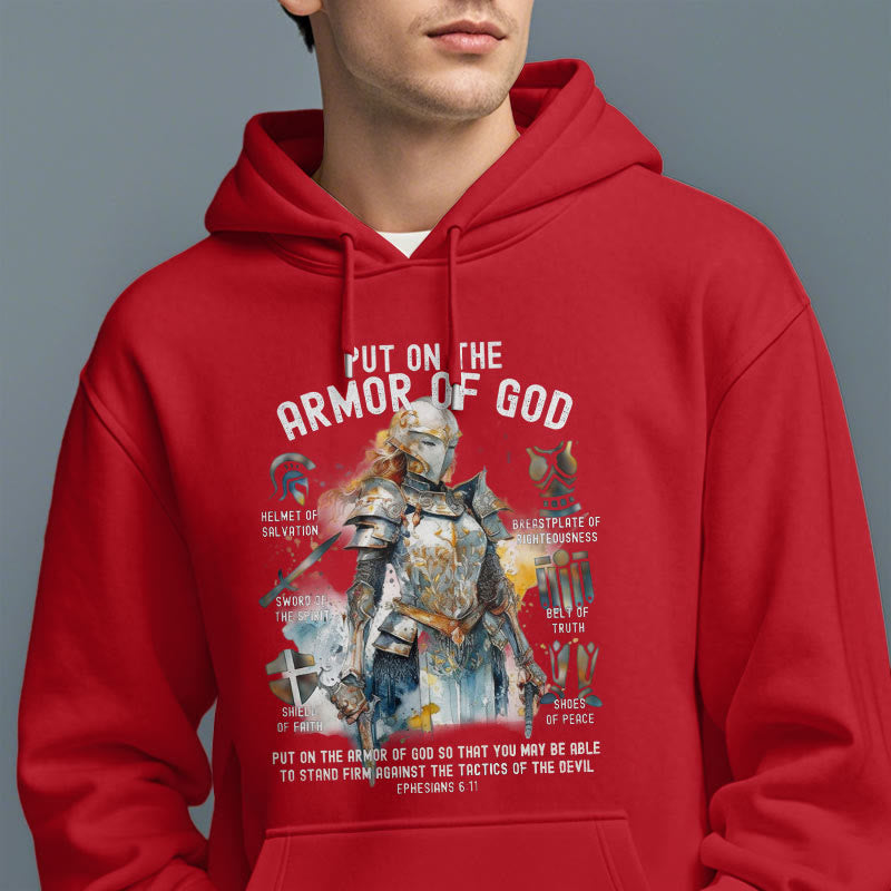 Colored Style Put On The Armor of God Fleece Lined Polyester Hoodie