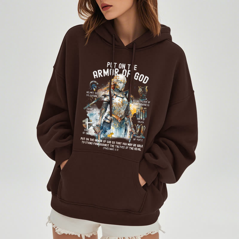 Colored Style Put On The Armor of God Fleece Lined Polyester Hoodie