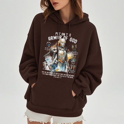Colored Style Put On The Armor of God Fleece Lined Polyester Hoodie