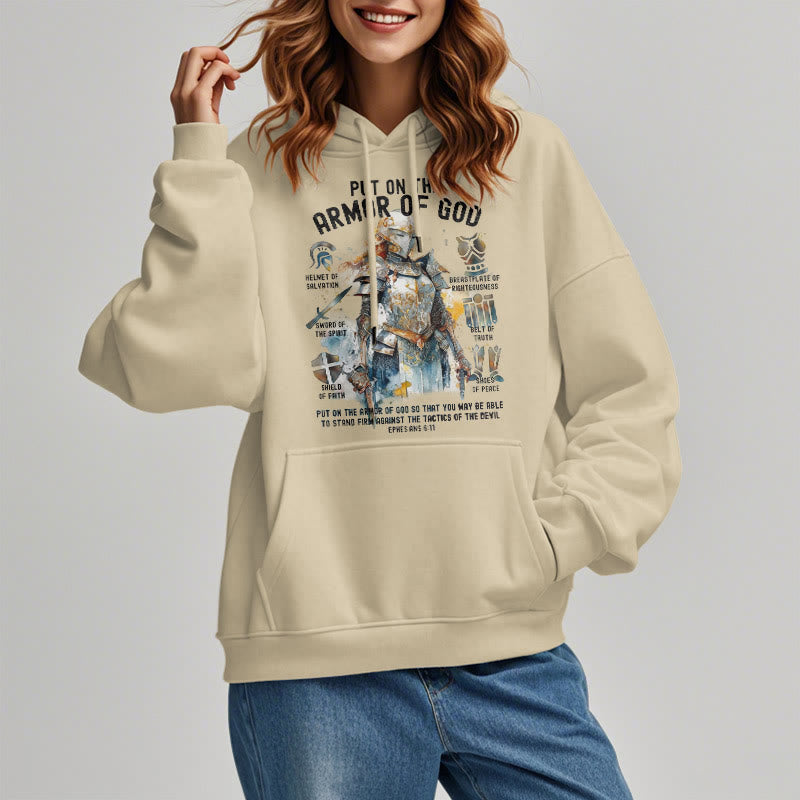 Colored Style Put On The Armor of God Fleece Lined Polyester Hoodie