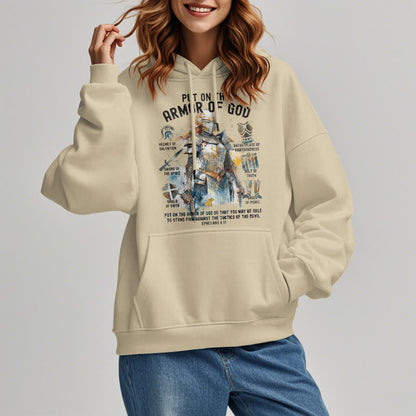 Colored Style Put On The Armor of God Fleece Lined Polyester Hoodie