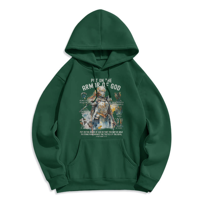 Colored Style Put On The Armor of God Fleece Lined Polyester Hoodie