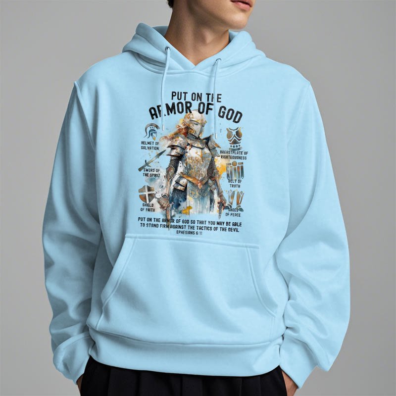 Colored Style Put On The Armor of God Fleece Lined Polyester Hoodie