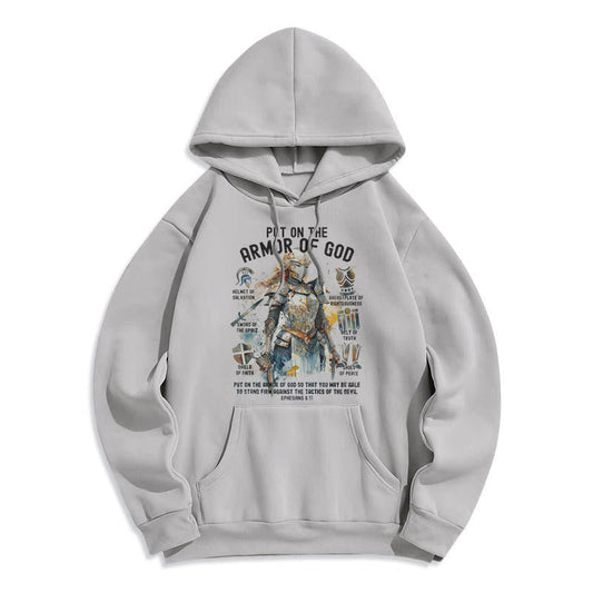 Colored Style Put On The Armor of God Fleece Lined Polyester Hoodie