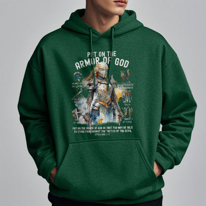Colored Style Put On The Armor of God Fleece Lined Polyester Hoodie