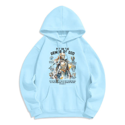 Colored Style Put On The Armor of God Fleece Lined Polyester Hoodie