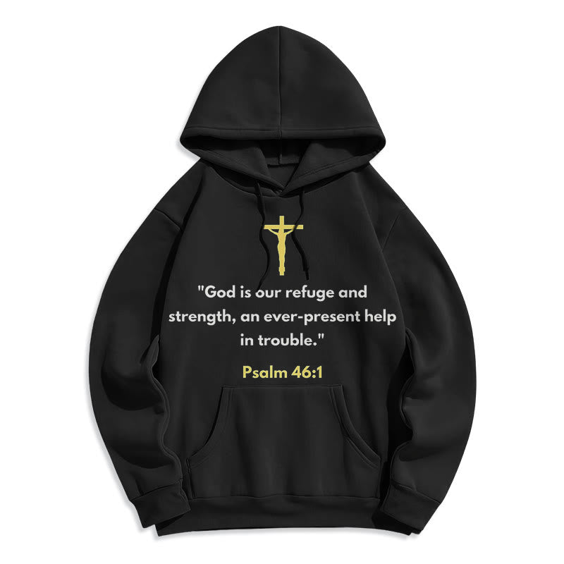 Classic Style God Is Our Refuge And Strength Fleece Lined Polyester Hoodie