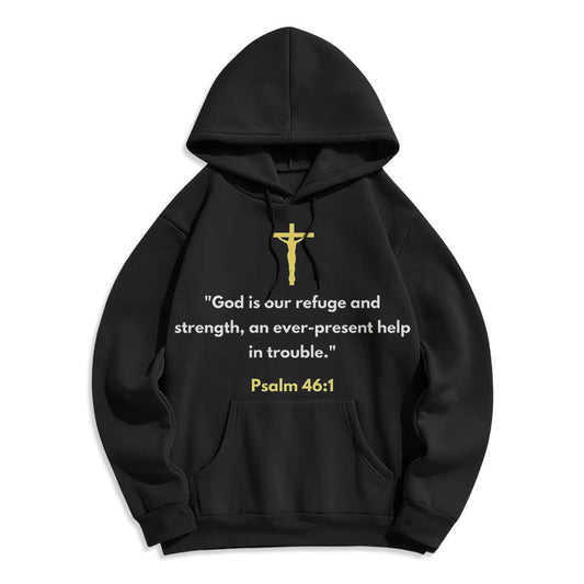 Classic Style God Is Our Refuge And Strength Fleece Lined Polyester Hoodie
