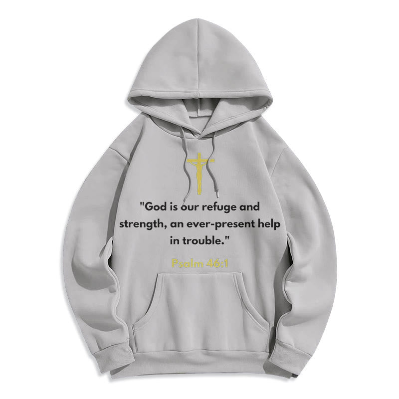 Classic Style God Is Our Refuge And Strength Fleece Lined Polyester Hoodie